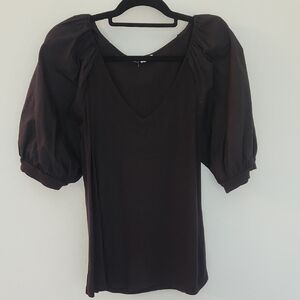 Elegant Black Puff Sleeve Top